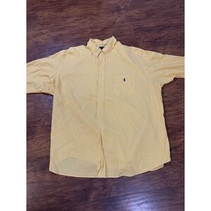Polo Ralph Lauren Shirt Men's 3XB Classic Fit Yellow White Stripe Long Sleeve